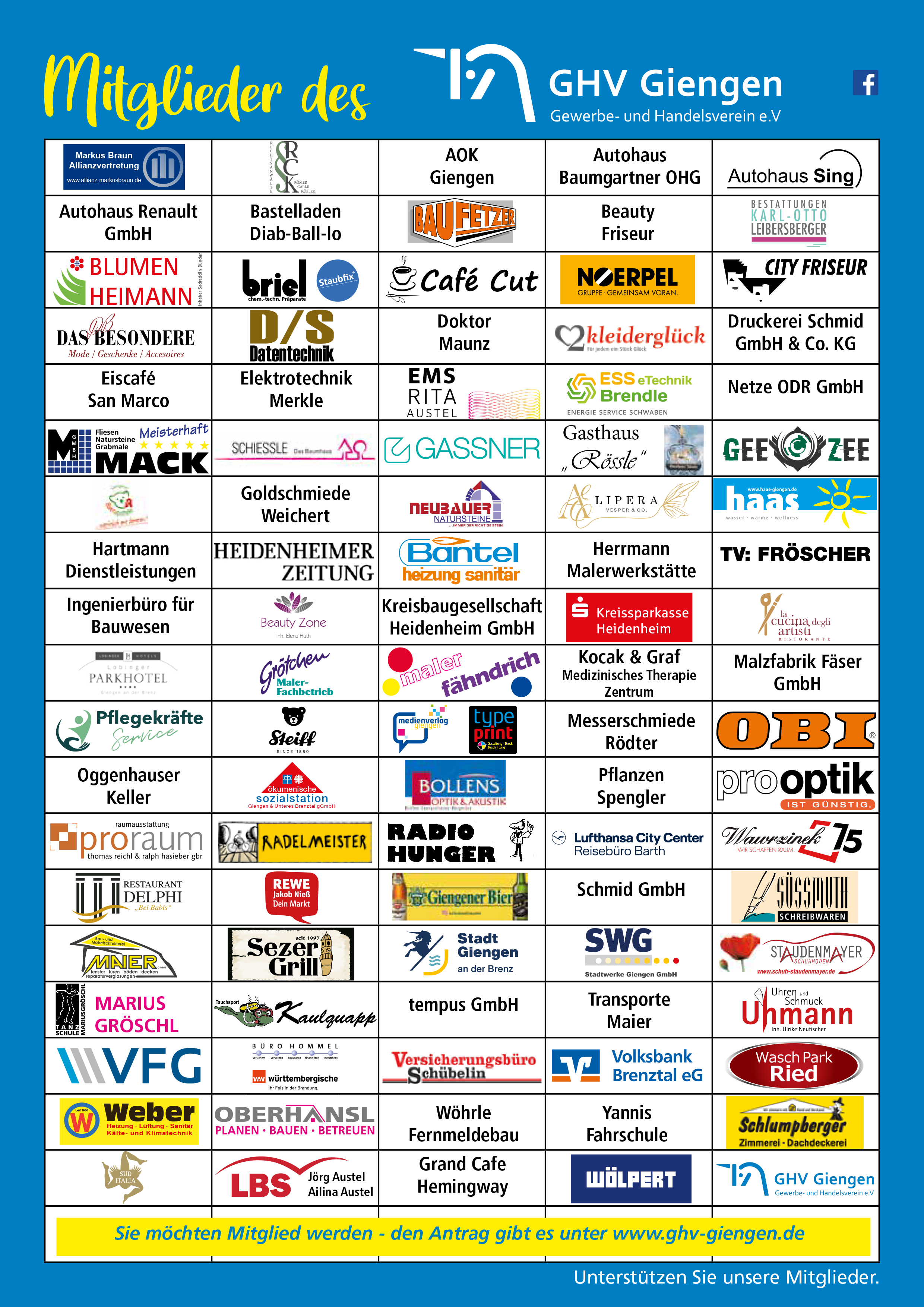 Abbildung aller Logos der Mitglieder des GHV Giengen.